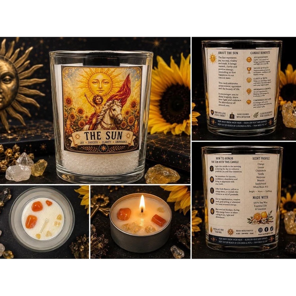 The Sun Tarot Card Tea Light Set